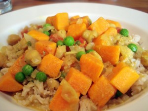 Sweet Potato And Peas Curry at PakiRecipes.com